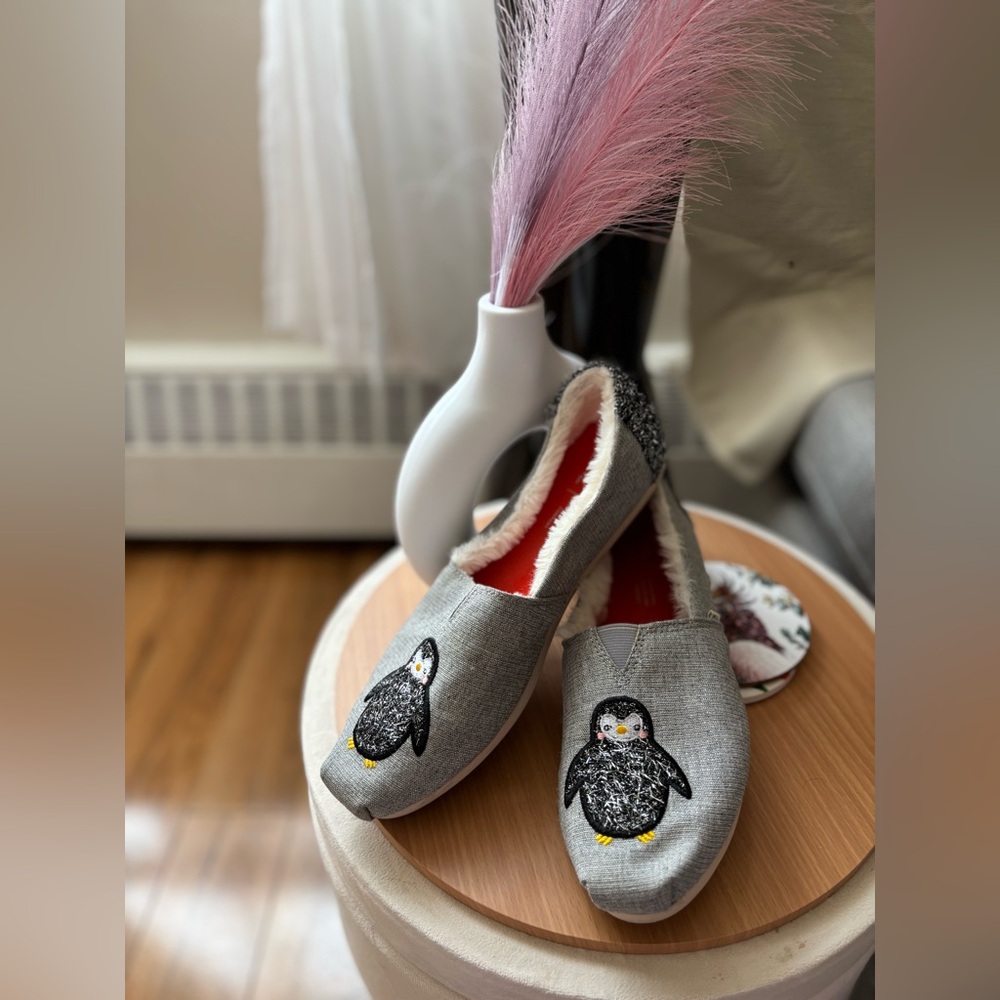Toms Gray Slip-On Shoes with Cozy Lining